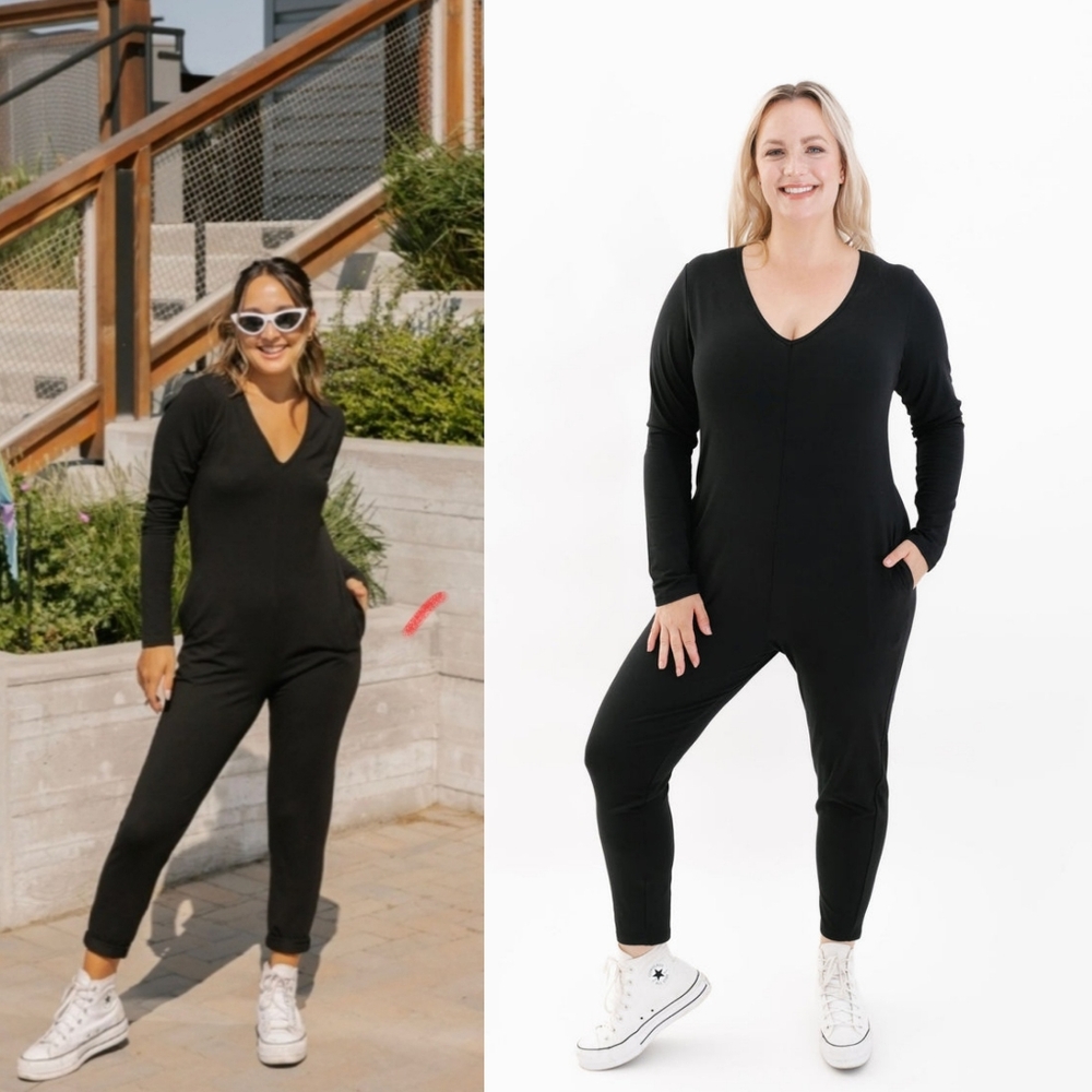 Smash + Tess The Friday Romper Midnight Black V-neck L